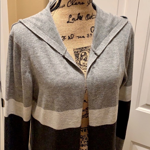 Charcoal and Gray Hooded Cardigan - Picture 2 of 7